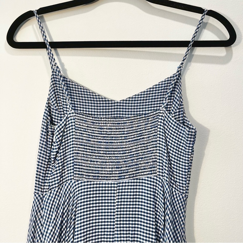 Old Navy Fit Flare Cami Blue White Gingham Smocked Summer Swing Mini Dress Small - Picture 8 of 9